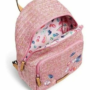 Vera Bradley "Pink Cherry" Bundle; Sm Straw Backpack; Cell Phone Crossbody; NWT